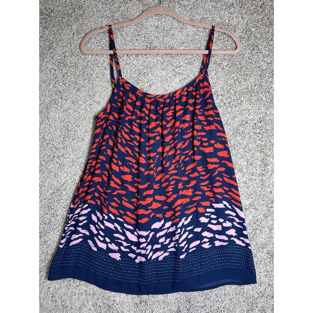 Cabi‎ Blue Red Colorful Patterned Sleeveless Blouse Shirt Women's Size Small